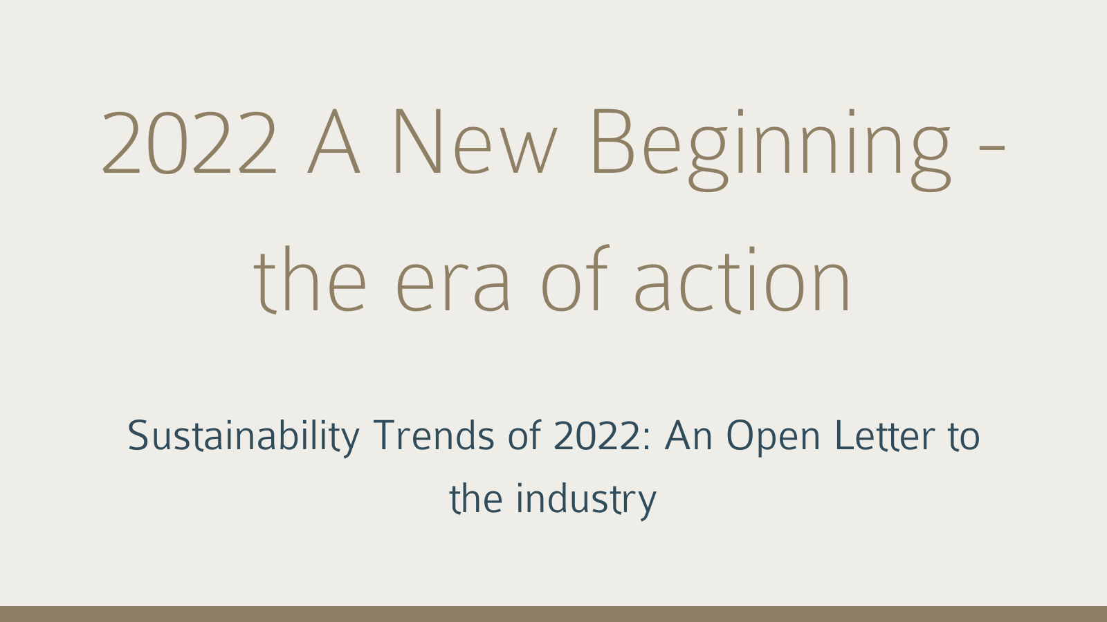 2022 A new beginning – the era of action